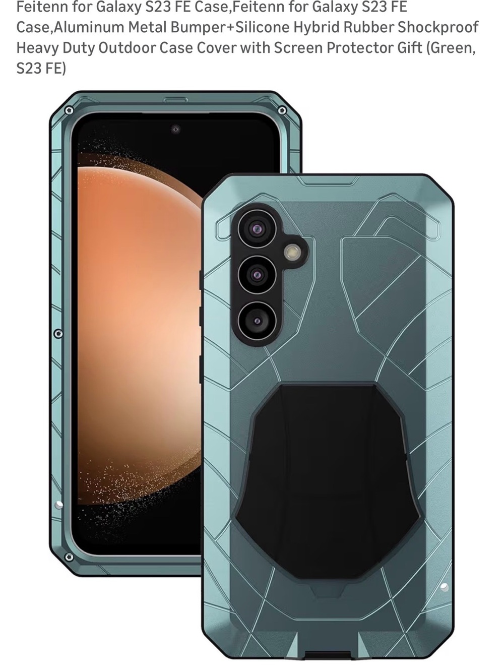 FEIT Rugged Hybrid Armor Case in Teal Green with Black Grip for Galaxy S23 FE